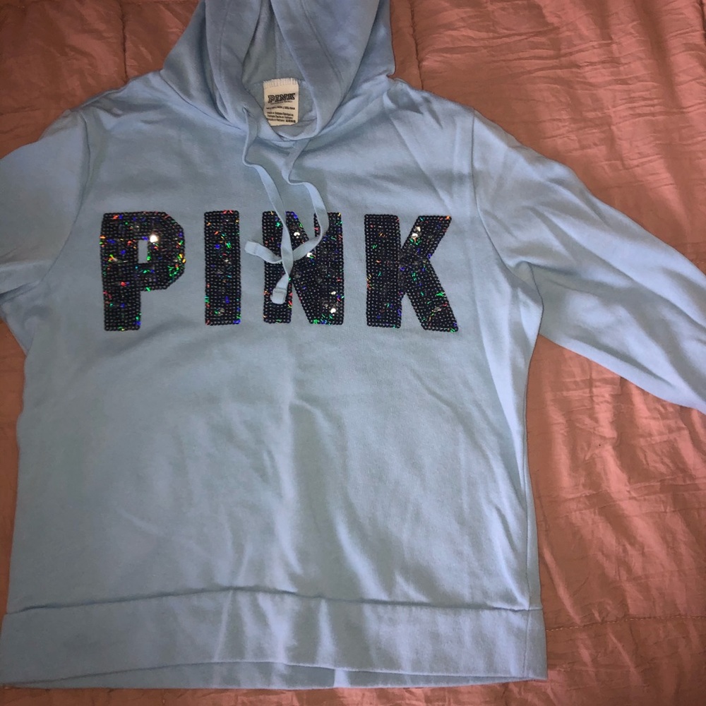 PINK light blue hoodie